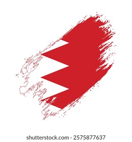 Flag of Bahrain Grunge Brush Stroke Style Vector