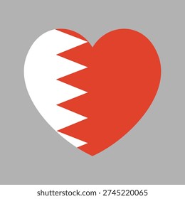 Flag of Bahrain heart button. Bahrain flag badge in heart shape. Bahrain flag icon, sticker.