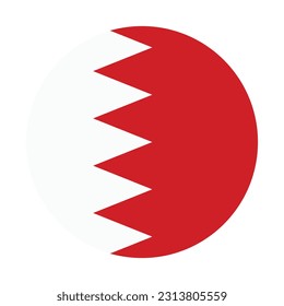 The flag of Bahrain. Flag icon. Standard color. Round flag. Computer illustration. Digital illustration. Vector illustration.