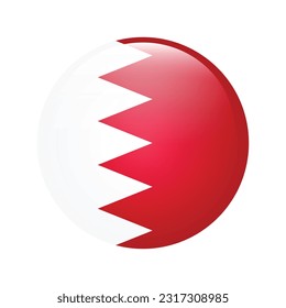 The flag of Bahrain. Flag icon. Standard color. The round flag. 3d illustration. Computer illustration. Digital illustration. Vector illustration.