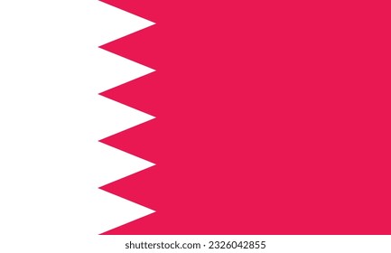 The flag of Bahrain. Flag icon. Standard color. Standard size. A rectangular flag. Computer illustration. Digital illustration. Vector illustration.