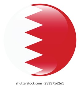 The flag of Bahrain. Flag icon. Standard color. Circle icon flag. 3d illustration. Computer illustration. Digital illustration. Vector illustration.