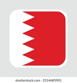 The flag of Bahrain. Flag icon. Standard color. flat vector square with rounded corners. Computer illustration. Digital illustration. Vector illustration.