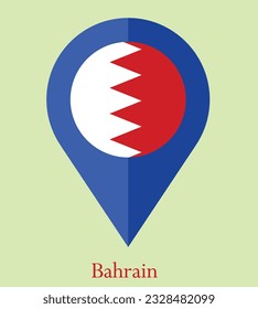 Flag of Bahrain, Flag of Bahrain Map pointer icon. Vector illustration flag pointer.
