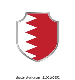Flag of Bahrain with metal shield frame