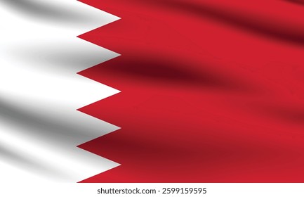 Flag of Bahrain. Bahrain flag official colors and proportion digital vector illustration. Wavy flag.