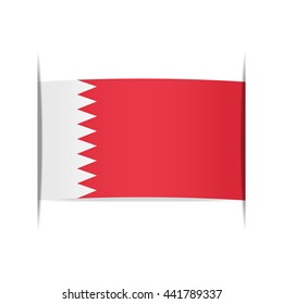 Flag of Bahrain, officially the Kingdom of Bahrain. Vector illustration of a stylized flag. The slit in the paper with shadows. Element for infographics.