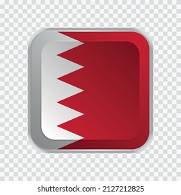 Flag of Bahrain on square button on transparent background element for websites. Vector illustration