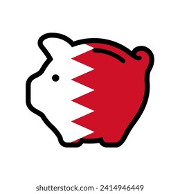 Flag of Bahrain, piggy bank icon, vector symbol.