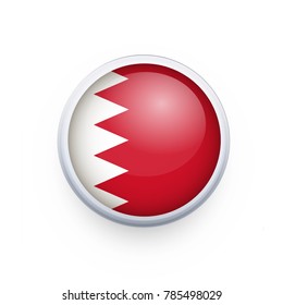 Flag of Bahrain as round glossy icon. Button with Bahrain flag. National flag for country of Bahrain isolated, banner vector illustration. Vector illustration eps10.