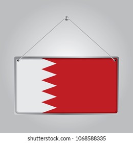 Flag of Bahrain. The symbol of the state in the pennant hanging on the rope, rectangle hanging. Vector Illustration EPS10.