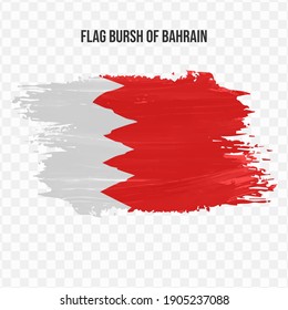 Flag Of Bahrain in texture brush  with transparent background, vector illustration in eps file