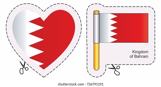 Flag of Bahrain. Vector cut sign here, isolated on white. Can be used for design, stickers, souvenirs.