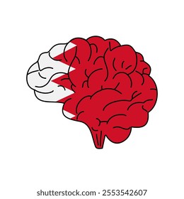Flag of Bahrain. Vector illustration of a combination of a human brain with a country flag on a white background.