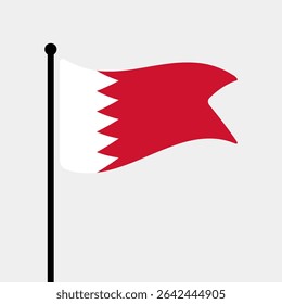 Bandeira do Bahrein. Design de ícone de ilustração de vetor de bandeira do Bahrein. Bandeira de mastro flutuante.