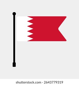 Flag of Bahrain. Bahrain flag vector illustration icon design. Flagpole flag icon.