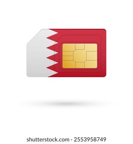 Flag of Bahrain. Vector illustration of SIM Card with flag on white background