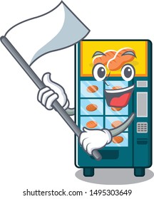 With flag bakery vending machine in the cartoon