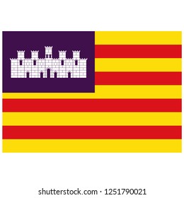 Flag of Balearic Islands archipelago of Spain. Vector illustration