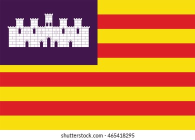 Flag of Balearic Islands or Islas Baleares autonomous communities of Spain. Vector illustration.