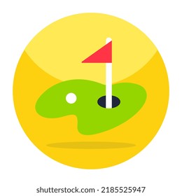 Flag with ball denoting concept of golf course