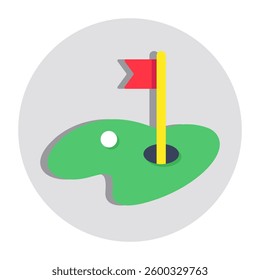 Flag with ball denoting concept of golf course