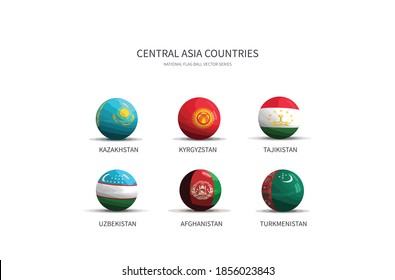 Flag Ball Vector of Central Asia Countries.