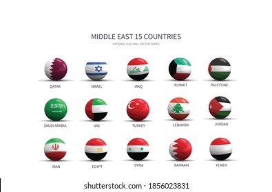 Flag Ball Vector of Middle east Countries.