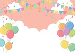 Flag And Balloon Birthday Party Background Frame