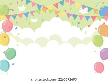 Marco de fondo de la fiesta de cumpleaños de bandera y globo