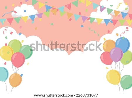 Flag and balloon birthday party background frame