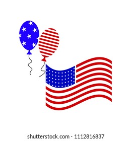 Flag balloon july fourth icon