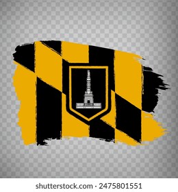 Flag of Baltimore is city from brush strokes. State of Illinois USA. Flag city Baltimore on transparent background for your web site design, app, UI. EPS10.