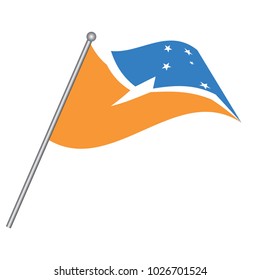 Flag of Bandera de la Provincia de Tierra del Fuego glossy.