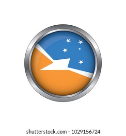 Flag of Bandera de la Provincia de Tierra del Fuego as round glossy icon. Button with British Bandera de la Provincia de Tierra del Fuego
 flag.isolated, banner vector illustration. Vector illustratio