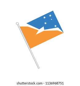 Flag of Bandera de la Provincia de Tierra del Fuego. Flag of Island. Flag of Territory. isolated on a white background.