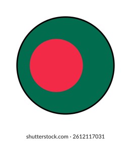 Flag of Bangladesh. Black edge. Bangladesh circle flag logo icon computer vector illustration design.