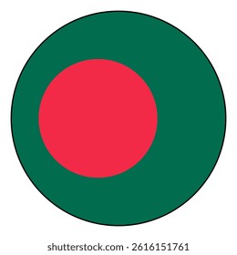 Flag of Bangladesh. Black edge. Bangladesh circle flag logo icon computer vector illustration design.