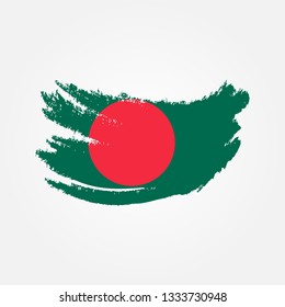 Flag of Bangladesh with brush stroke effect, Bangladesh flag template desin. Vector Eps 10