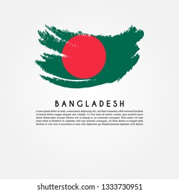 Flag of Bangladesh with brush stroke effect, Bangladesh flag template desin. Vector Eps 10