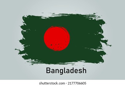 Flag of Bangladesh brush stroke grunge style banner background. vector.