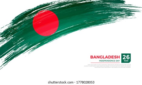 Flag of Bangladesh country. Happy Independence day of Bangladesh background with grunge brush flag illustration