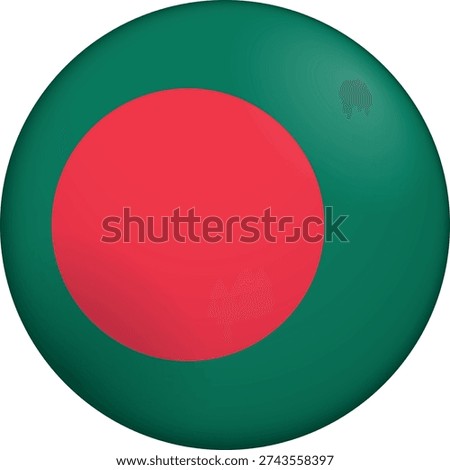Flag of Bangladesh. Glossy circular flag. Button appearance. 3D Icon Design with depth. Professional, tactile look. Perfect for representing national identity in digital interfaces and perfect for websites
