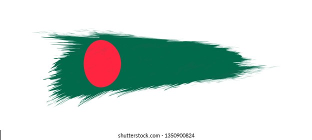 Flag of Bangladesh in grunge brush stroke, vector grunge illustration.