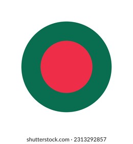 The flag of Bangladesh. Flag icon. Standard color. Round flag. Computer illustration. Digital illustration. Vector illustration.