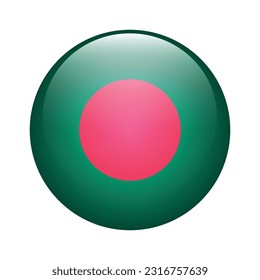 The flag of Bangladesh. Flag icon. Standard color. The round flag. 3d illustration. Computer illustration. Digital illustration. Vector illustration.