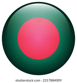The flag of Bangladesh. Flag icon. Standard color. The round flag. 3d illustration. Computer illustration. Digital illustration. Vector illustration.