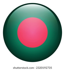 The flag of Bangladesh. Flag icon. Standard color. The round flag. 3d illustration. Computer illustration. Digital illustration. Vector illustration.