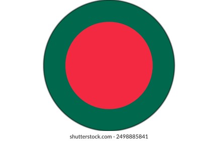 The flag of Bangladesh. Flag icon. Standard color. Round flag. Computer illustration. Digital illustration. Vector illustration.