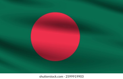 Flag of Bangladesh. Bangladesh flag official colors and proportion digital vector illustration. Wavy flag.